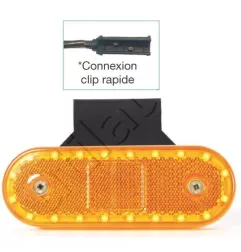 Feu latéral orange à Leds sur patte équerre - 114 x 40 x 40 mm - 12/24 Volts - IP68