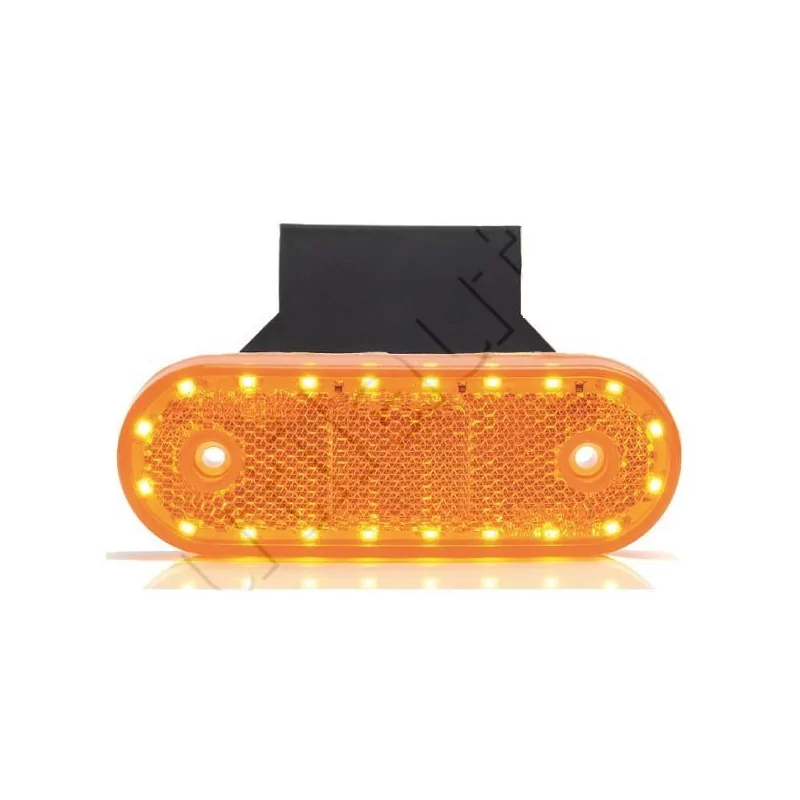 Feu latéral orange à Leds + Clignotant sur patte équerre - 114 x 40 x 40 mm - 12/24 Volts - IP68