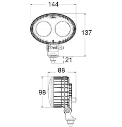 Phare de sécurité à Leds éclairage bleu - 10/80 volts - L 144 x H 137 x Ep 88 mm - IP67