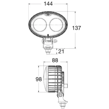 Phare de sécurité à Leds éclairage bleu - 10/80 volts - L 144 x H 137 x Ep 88 mm - IP67