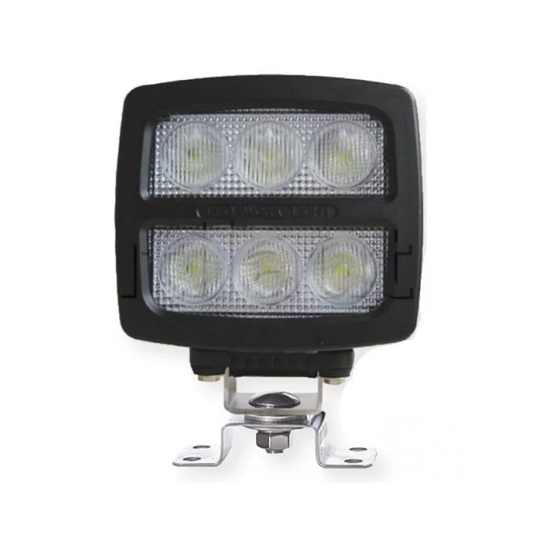 Phare de travail rectangle 6 Leds type CREE - 10/30 volts - L 138 x H 158 x Ep 130 mm - IP68