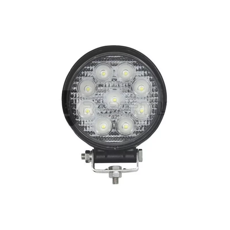 Phare de travail rond 9 leds - 10/30 Volts - ø 110 x H 128 x Ep 55 mm - IP67