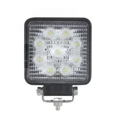 Phare de travail carré 9 leds - 10/30 Volts - L 110 x H 128 x Ep 55 mm - IP67