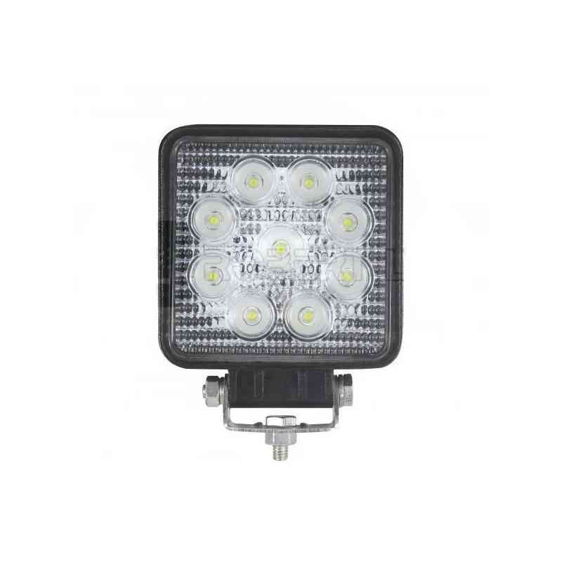 Phare de travail carré 9 leds - 10/30 Volts - L 110 x H 128 x Ep 55 mm - IP67