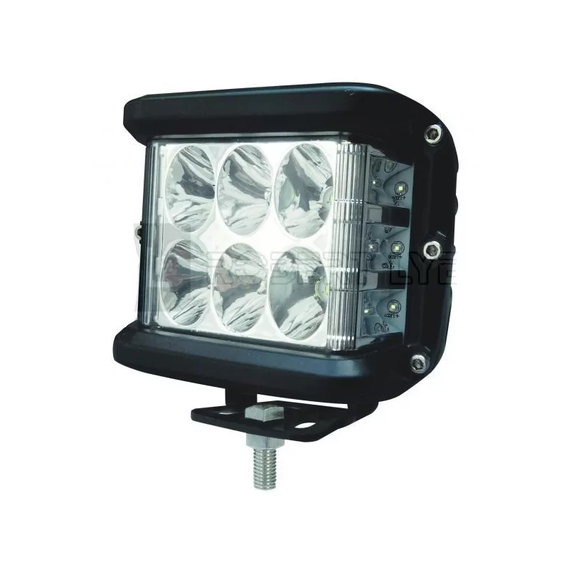 Phare de travail rectangle 6 Leds type CREE + 6 Leds - 9/32 volts - L 98 x H 76 x Ep 82 mm - IP67