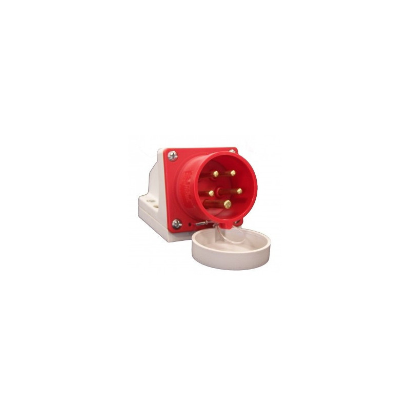 SOCLE MURAL GROUPE FROID 32A/400V-5 POLES-ROUGE-MALE+BOUCHON