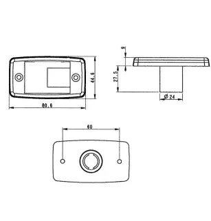 Feu de position avant avec catadioptre - 80,6 x 44,6 x 9 mm - 12/24 Volts