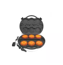 Kit 6 balises de signalisation magnétiques à LEDs orange avec valise de rangement - IP67