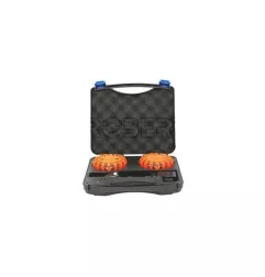 Kit 2 balises de signalisation magnétiques à LEDs orange avec valise de rangement - IP67