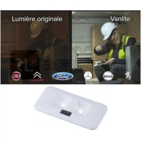 Plafonniers 2 Leds compatibles VU 1ère monte PEUG/VW/MERC +INTERRUPTEUR