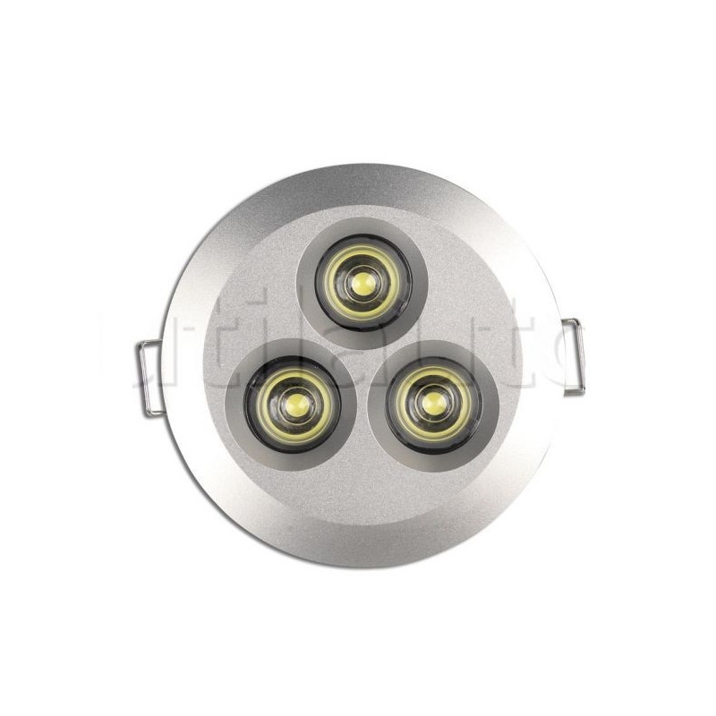 Plafonnier 3 Leds - A encastrer - 9/33 Volts - ø 82 mm 9/33V ROND 3 LED