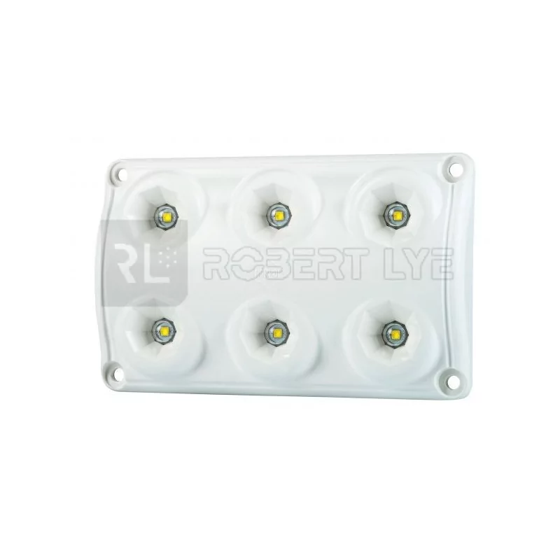 Plafonnier 6 Leds - A poser - 12/24 Volts - L 120 x l 75 x Ep 16 mm - IP65