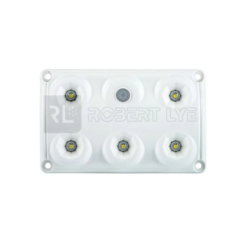 Plafonnier 5 Leds avec interrupteur - A poser - 12/24 Volts - L 120 x l 75 x Ep 16 mm - IP65