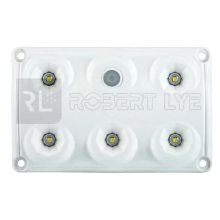 Plafonnier 5 Leds avec interrupteur - A poser - 12/24 Volts - L 120 x l 75 x Ep 16 mm - IP65