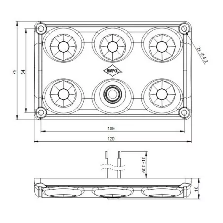 Plafonnier 5 Leds avec interrupteur - A poser - 12/24 Volts - L 120 x l 75 x Ep 16 mm - IP65