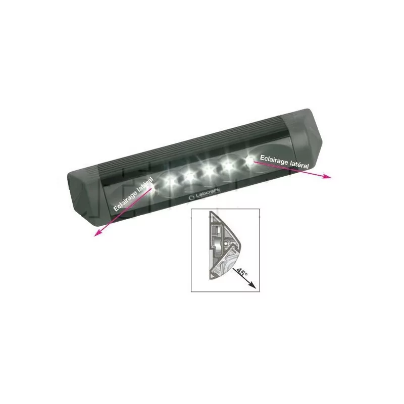 Plafonnier d'angle 6 Leds - A poser - 10/32 Volts - L 310 x l 82 x Ep 38 mm - IP68