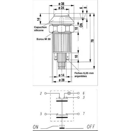 Interrupteur / Contacteur à bouton poussoir - Haute performance VERT 12V.