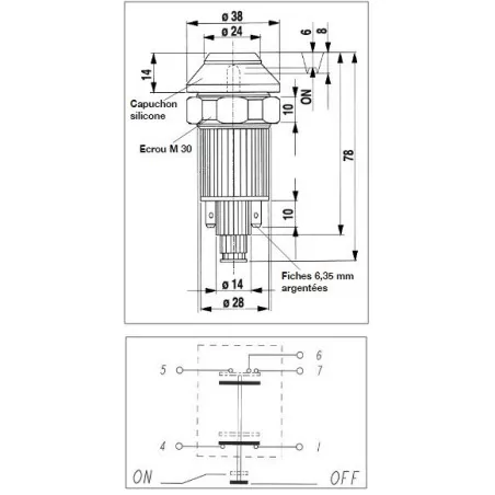 Interrupteur / Contacteur à bouton poussoir - Haute performance ESSUIE-GLACE 12V