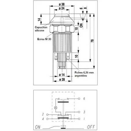 Interrupteur / Contacteur à bouton poussoir - Haute performance CODE-PHARE 12V