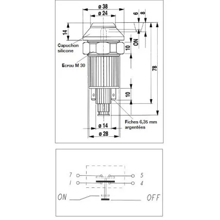 Interrupteur / Contacteur à bouton poussoir - Haute performance ET BAISSE 24V