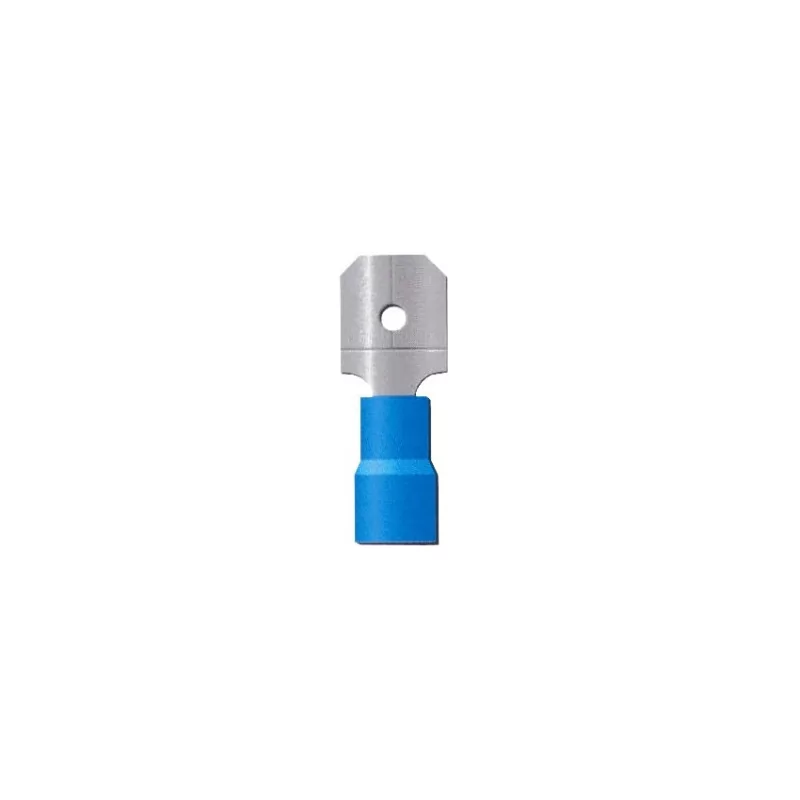 COSSE PRE ISOLEE BLEUE CLIPS MALE 6.3MM-CABLE 2.5MM2-VENDU PAR 100