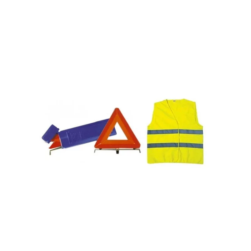 KIT DE SECURITE -1 TRIANGLE RIGIDE +1 GILET J/FLUO EN471 CL2 - EN BOITE