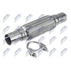 Raccord Flexible D'échappement 45 mm x 300 mm - ACIER INOXYDABLE - PINCES INCLUSES