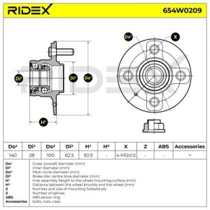 Kit de roulement de roue HYUNDAI 5271025000, 5271025001,