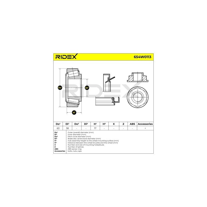 Kit de roulement de roue KIA 51720FD000, KK15033047, KK15033065