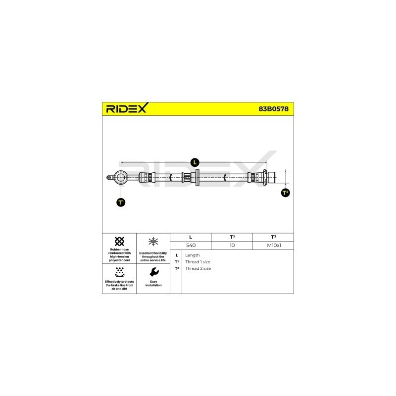 Flexible de frein TOYOTA 9008094204, 9094702A45, 9094702C31
