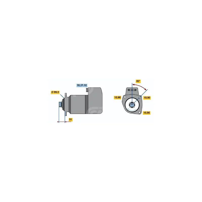 Démarreur 24V 6.6Kw / 11 dents Bosch 0001417035