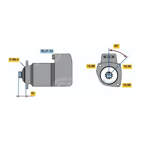 Démarreur 24V 6.6Kw / 11 dents Bosch 0001417035