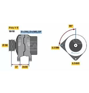 Alternatore 14V 120 Amp Bosch 0123515008