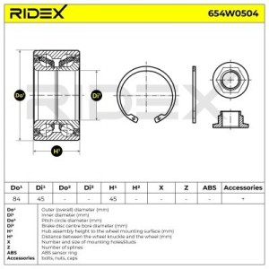 Kit de roulement de roue MAZDA GP9A33047A, GP9A33047B, GP9A33047C