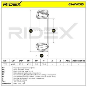 Kit de roulement de roue LAND ROVER STC4382, 606334, GHB197