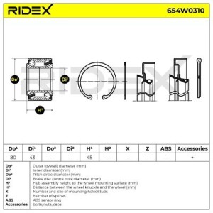 Kit de roulement de roue LEXUS 9036943005