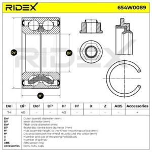 Kit de roulement de roue MAZDA 0K20133047, B21M33048, B45533047B