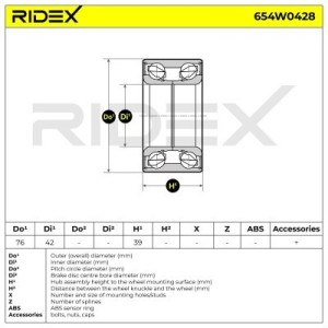 Kit de roulement de roue KIA 5271026510, 0K55233047, 0K56B33047