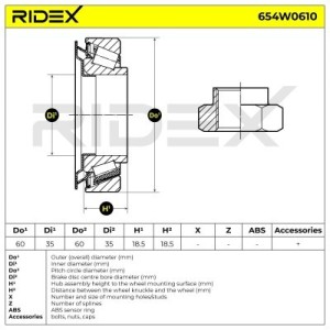 Kit de roulement de roue FORD 5020656, 5024195, 6553708