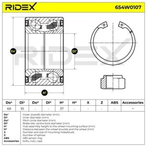 Kit de roulement de roue MASSEY FERGUSON 46776762, 71740076, 7634573