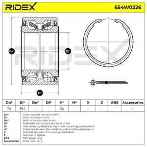 Kit de roulement de roue HYUNDAI, KIA 517202D000, 517202D100, 517202D000