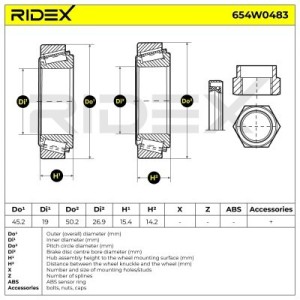Kit de roulement de roue KIA 0031733075, 031733075, 31733075