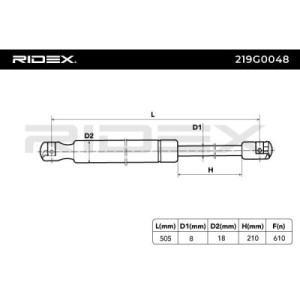 Vérin de coffre GENERAL MOTORS, VAUXHALL 13128759, 0132749, 132749