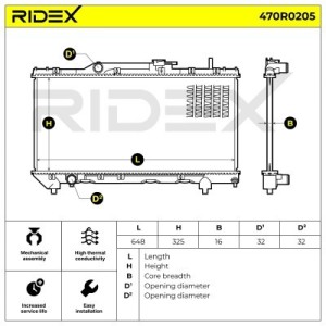 Radiateur du moteur MAZDA R14643, 1640002160, 1640015570