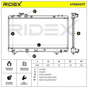 Radiateur du moteur TOYOTA 1640011590, 1640011600, 1640011610