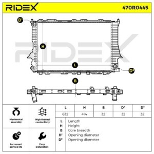 Radiateur du moteur AUDI 4A0121251L, 4A0121251Q, R10096