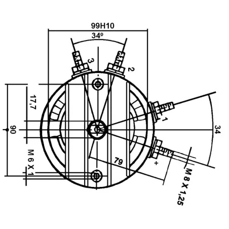 Dynamo-Démarreur 12V 23Amp 0.7Kw Hitachi GSB107-06B, Yamaha J38-81100-00, J38-81100-11-00