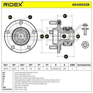 Kit de roulement de roue MAZDA 3N612C300, 3N612C300A, 3N612C300AD