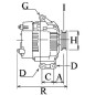 Altérnateur 14V 75Amp Bosch 0124315019, 0124315027, 0124315100, DAF 1516508R