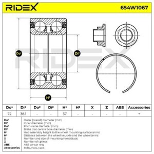 Kit de roulement de roue HYUNDAI, KIA 517200U000, 517201W000, 517200U000